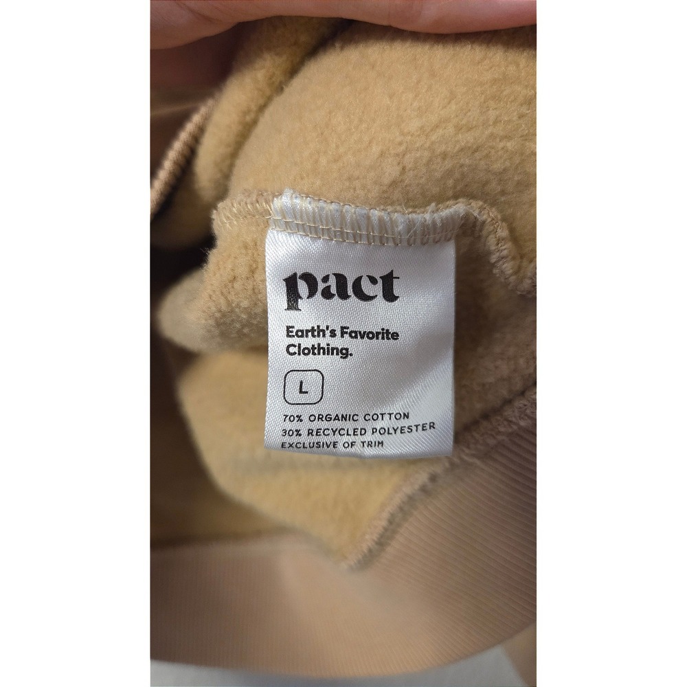 PACT Organic Cotton V Neck Sweatshirt Beige Relaxed Minimalist Pullover‎ Large - Picture 4 of 6